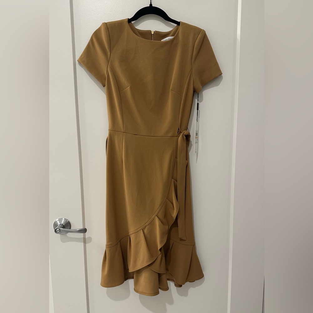 Khaki faux wrap dress